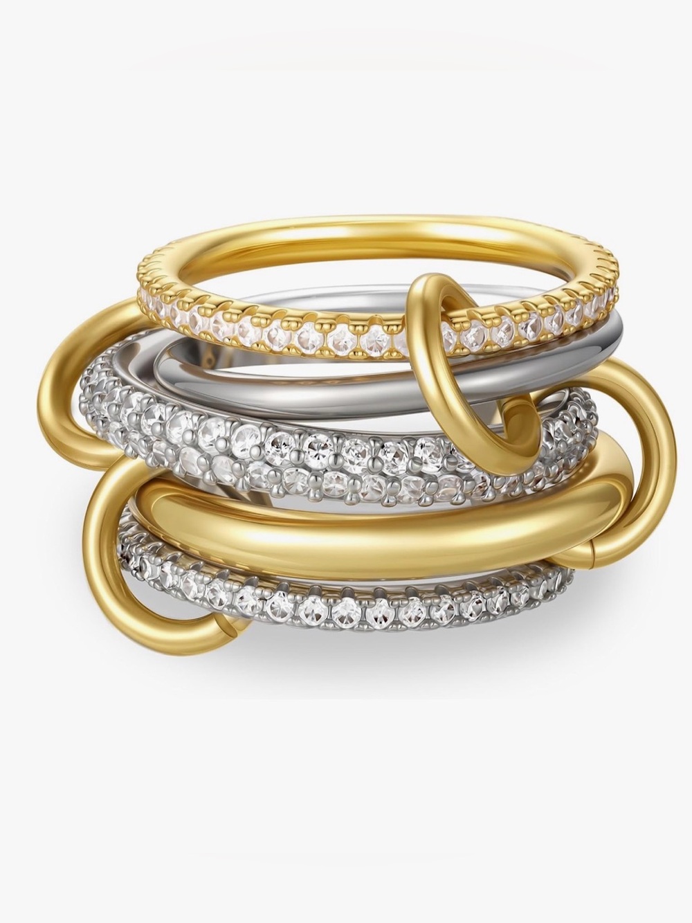 Stackable Gold and Silver Plated CZ Crystal Ring